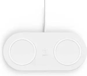 Quick Charge Dual Wireless Charging Pad - 10W Qi-Certified Charger Pad for iPhone Airpods & More - Charge While Listening to Music Streaming Videos & Video Calls - White Quick Charge Dual Wireless Charging Pad - 10W Qi-Certified Charger Pad for iPhone Airpods & More - Charge While Listening to Music Streaming Videos & Video Calls - White