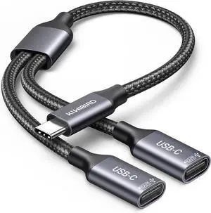 USB C Splitter 1 in 2 Out Charging USBC Power Data Splitter Extension Y Cable Type C Male to Dual USB C Female Port Adapter Compatible with Laptop Mac Car Flash Drive Keyboard Mouse