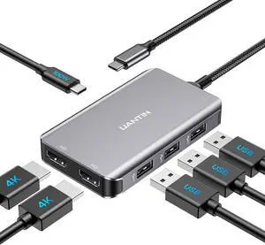 USB C Docking Station Dual Monitor with 2 HDMI 6-in-1 USB C Hub Laptop Docking Station with 4K HDMI 3 USB-A 100W PD Charging Thunderbolt Dock Compatible with  HP  Surface