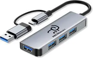 USB 3.0 Hub 4 Ports USB-A and Type-C Power Port USB-A Splitter Extender Compatible with Laptop Desktop MacBook iMac iPad Pro PS4 Xbox XPS