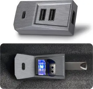 USB Hub for Tesla Model Y Juniper 2025 2026 Model 3 Highland 2024 2025 Glove Box USB 3.0 Expander with 1 USB C & 3 USB A Port Docking Station for Dashcam Flash Drive Charging Data Transfer