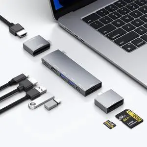 USB C Hub for MacBook USB-C Hub 8-in-2 2 HDMI 4K 60Hz 2 USB A Data Ports microSD SD Card Reader for MacBook Pro 13 Inch MacBook Air M1 M2 M3 iPad  XPS  Thinkpad HP Laptops