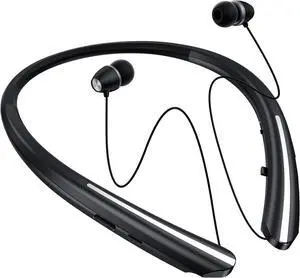 Bluetooth Headphones Retractable Neckband Bluetooth Headset with Microphone Vibration Call Stereo Noise Cancelling Earphones for Workout Sports Driving (Black)