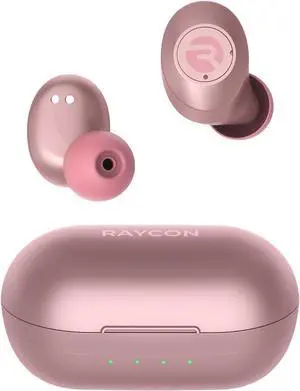 Everyday Earbuds Classic Bluetooth Wireless with Microphone - Stereo Sound Active Noise Canceling in-Ear Bluetooth Headset True Wireless Earbuds 32 Hours Playtime (Rose Gold)