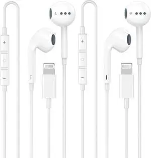 2 Pack for iPhone Headphones Wired Earbuds/Earphones with Built-in Microphone & Volume Control HiFi Stereo Nosie Reduction Compatible for iPhone 14 13 12 11 Pro Max XS XR X 8 7 6 Support All iOS