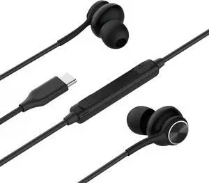 2025 New in-Ear Earbuds Stereo Headphones for  Galaxy Z Fold6 S24 S23 S22 S21 S20 Note 10 10 with Microphone and Volume Remote Type-C Connector-Black