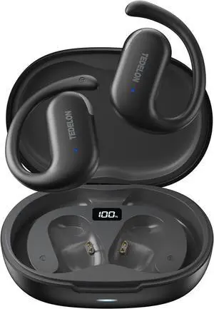 Open Ear Headphones Bluetooth 5.4: 50H Playtime Wireless Earbuds 16.2mm Drivers IPX6 Waterproof LED Display Comfort Fit for Running Cycling Workouts