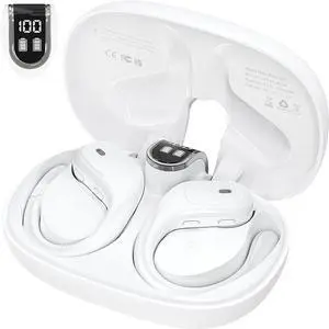 Wireless Earbuds Bluetooth Headphones Sport Ear Buds with 90Hrs Playback Earhook LED Display Charging Case IPX7 Waterproof Earbud Deep Bass Running Earphones for iOS Android