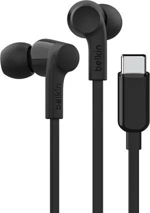 SoundForm Wired Earbuds with USB-C Connector in-Ear Earphones w/Microphone - USB-C Headphones for iPhone 17 iPhone 16 iPad mini Galaxy S25 Google Pixel 9 Android and More - Black