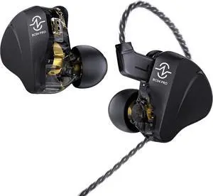 CCZ BC04 PRO in Ear Monitor Headphone IEM for Gaming Heavy Deep Bass Wired Earbuds in Ear Headphones 1BA 1DD Noise Cancelling Ear buds with 5N OFC Cable for Singer Musician (without mic Matte Black)