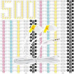 500 Packs Bulk Earbuds Headphones Earphones Kids in Ear Earbuds Colorful Classroom Headphone Wired Ear Buds Earphone Bulk for Smartphone Laptop Classroom School Library Kid Adult Supplies