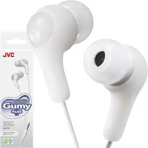 Gumy in Ear Earbud Headphones with Paper Package Powerful Sound Comfortable and Secure Fit Silicone Ear Pieces S/M/L - HAFX7WN (White)