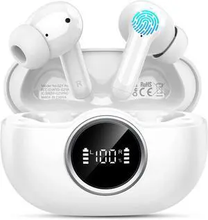 Wireless Earbuds 2025 Bluetooth 5.4 Headphones 3D Stereo Hi-Fi Bass Ear Buds 4 ENC Noise Cancelling Mic 40+Hrs USB-C in-Ear Earphone Sport IP-X7 Waterproof Workout Gym for Android iOS Laptop Pad