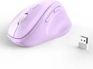 Ergonomic Wireless Mouse with USB Receiver for PC Computer Laptop and Desktop Ergo Mouse Vertical with Silent Clicks Long Battery Life Up to 1600 DPI & 1 AA Battery Powered Purple Ergonomic Wireless Mouse with USB Receiver for PC Computer Laptop and Desktop Ergo Mouse Vertical with Silent Clicks Long Battery Life Up to 1600 DPI & 1 AA Battery Powered Purple