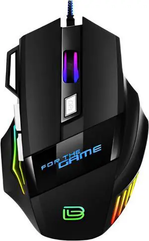 Nexurion Reaper Z Pro Gaming Mouse - 3600 DPI 7 Macro Buttons 10 Color-Changing RGB Backlight 4 Adjustable DPI Levels - Midnight Black