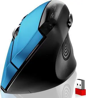 Ergonomic Mouse Wireless 2.4G Optical Cordless Mice with 800/1200/1600 DPI Vertical Computer Wireless Mouse for Laptop Mac PC Desktop (for Right Hand Large) Blue Mouse