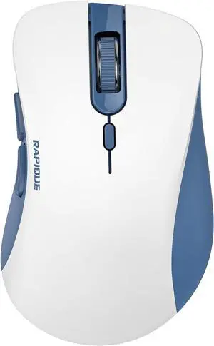 Bluetooth Wireless Mouse - Dual Bluetooth & 2.4 GHz USB Receiver Ergonomic Design Quiet Clicks Low Power - Multi-Device Compatibility for MacBook Laptop Computer (Blue and White) Bluetooth Wireless Mouse - Dual Bluetooth & 2.4 GHz USB Receiver Ergonomic Design Quiet Clicks Low Power - Multi-Device Compatibility for MacBook Laptop Computer (Blue and White)