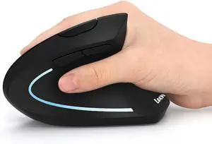 Ergonomic Mouse LEKVEY Vertical Wireless Mouse - Rechargeable 2.4G Optical Vertical Mice : 3 Adjustable DPI 800/1200/1600 Levels 6 Buttons for Laptop Mac PC Computer Desktop Notebook etc Black