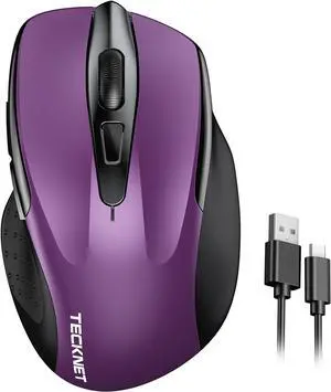Rechargeable Wireless Mouse USB-A Silent Mouse Quiet Click 6 Adjustable 4800 DPI Cordless Computer Mouse Ergonomic Mouse for Laptop 6 Buttons 2.4G Mouse for Chromebook Ergo Grip - Purple Rechargeable Wireless Mouse USB-A Silent Mouse Quiet Click 6 Adjustable 4800 DPI Cordless Computer Mouse Ergonomic Mouse for Laptop 6 Buttons 2.4G Mouse for Chromebook Ergo Grip - Purple