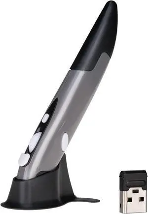 Wireless Optical Pocket Pen Mouse 2.4GHZ USB Wireless Optical Pen Mouse 800/1200/1600 DPI Adjustable Handwriting Mini Air Mice for PC Laptop Notebook Computer Mac (Grey)