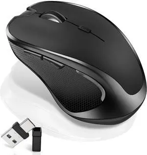 Mouse for MacBook Wireless Bluetooth Mouse Laptop MacBook Air Mac Pro Rechargeable Silent PC iPad Optical Mouse with Jiggler Dual Mode Switch Bluetooth 5.2/3.0 and 2.4GHz USB Type-C Receiver Black