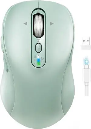 Wireless Bluetooth Mouse for Laptop USB+BT×2 Quiet Ergo Computer Mouses Metal 4-Way Super Scrolling ± 3200 DPI Rechargeable 10 Button Plug&Play Multi Device Cordless Mice for iPad Tablet Mac PC(Green) Wireless Bluetooth Mouse for Laptop USB+BT×2 Quiet Ergo Computer Mouses Metal 4-Way Super Scrolling ± 3200 DPI Rechargeable 10 Button Plug&Play Multi Device Cordless Mice for iPad Tablet Mac PC(Green)