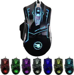 RGB Light up Wired Gaming Mouse for Computer - Durable USB Led Laptop Mice w/ 7 Color Backlit 4 Adjust DPI Up to 3200 for Gaming Silent & Stable PC Corded Mouse for Mac MacBook Windows Linux PS4 RGB Light up Wired Gaming Mouse for Computer - Durable USB Led Laptop Mice w/ 7 Color Backlit 4 Adjust DPI Up to 3200 for Gaming Silent & Stable PC Corded Mouse for Mac MacBook Windows Linux PS4