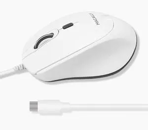 USB C Mouse for Mac - Precise Comfortable and Quiet - Wired Type C Mouse for MacBook Pro |Air|PC|iOS|Android - Ambidextrous Body 4 DPI Modes & Silent Buttons - Optical Mouse USB C - White