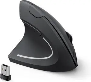 Left Handed Ergonomic Mouse Vertical Wireless Mouse for Left Hand 2.4G USB Carpal Tunnel Lefty Mouse 3 Adjustable DPI 6 Buttons for Laptop PC Computer Mac Windows Desktop - Black