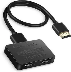 HDMI Splitter 1 in 2 Out [w/ 4 Ft Hdmi Cable]Not for Extended Display-Mirror Same Screen Only 4K 1x2 HDMI Splitter 1 to 2 for 3D 1080P@60Hz Copy 1 Source to 2 Displays at The Same Time