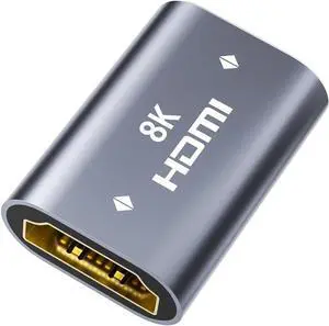 HDMI Coupler 8K Female to Female Connector 1 Pack HDMI 2.1 Aluminum Adapter Supports 8K@60Hz / 4K@120Hz for HDTV  Stick Monitor Projector Gaming Console