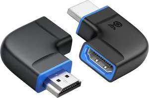 Combo-Pack 8K Flat Right Angle HDMI 2.1 Adapter with HDR Supports 8K@60Hz / 4K@240Hz 270 Degree and 90 Degree HDMI Adapter Black