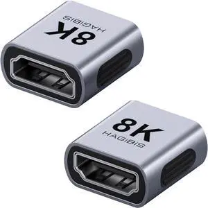 HDMI Coupler 2 Pack 8K@60Hz HDMI 2.1 Adapter Female to Female Connector Extension Cable HDMI Extender for Switch2 HDTV Monitor Laptops Projector  TV Chromecast