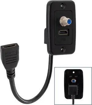 RV Cable TV Hookup Extender Coaxial Cable Connector and HDMI Wall Plate Pass Through | Does Not Convert Coax to HDMI RV Cable TV Hookup Extender Coaxial Cable Connector and HDMI Wall Plate Pass Through | Does Not Convert Coax to HDMI