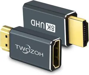 8K HDMI Extension Adapter (2-Pack) HDMI 2.1 Male to Female Connector Extender Support 8K@60Hz 4K@144Hz 2K@240Hz