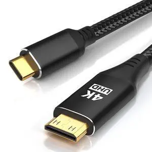 USB C to Mini HDMI Cable 5FT High Speed 4K Cord 4K@30/2K@60Hz/1080P Nylon Type C to Mini HDMI Uni-Directional Cord for Portable Monitor Steam Deck ROG Ally Laptop MacBook iPad Pro iPhone 15