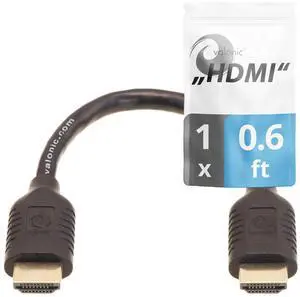 Short HDMI Cable - 0.6 ft 4k high Speed Ultra HD ethernet - Compatible with Nintendo PS5 TV PS4 Xbox Black Small Thin