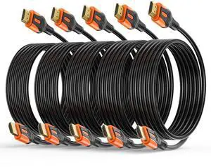 4K HDMI 2.0 Cable 10FT 5-Pack High Speed 18Gbps HDMI Cord Support 4K@60Hz & 2K@240Hz HDR10 3D ARC Dolby DTS HDCP 2.2 for PS5 Xbox Nintendo Switch TV PC Monitor Graphics Card