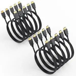 4K HDMI Cable 3FT 10-Pack HDMI to HDMI 3 Foot High Speed HDMI 2.0 Cable Shielded Cord with Ethernet Support 4K@60Hz 2K HDR ARC 3D Compatible with Monitor /Fire TV Laptop PS5/4 Blu-ray