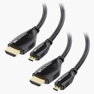 2-Pack High-Speed Short 4K@60Hz Micro HDMI to HDMI Cable - 3ft Ideal for Tablet Notebook Camera Raspberry Pi 4 and Raspberry Pi 5