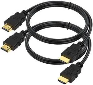 HDMI Cable 4 FT 2-Pack 4K HDMI TV Cable 4FT Shielded HDMI 2.0 CL3 Rated Cord for Smart Monitor with Streaming TV 4K 1080P@144Hz ARC & CL3 Rated | for Laptop Monitor PS5 PS4 Xbox Soundbar