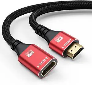 8K HDMI Extension Cable 6FT HDMI Extender 2.1 HDMI Male to Female Adapter Extension Cord 8K@60Hz 4K@120Hz 2K 3D HDR Compatible with  TV Stick HDTV PS5/PS4 Laptop Monitor Projector PC