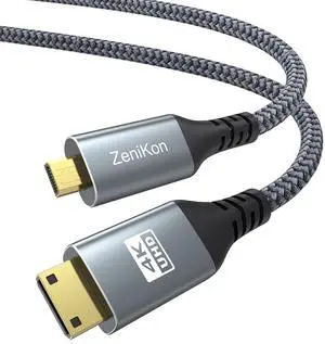 4K Micro HDMI to Mini HDMI Cable 3.3FT for Raspberry Pi 5/4 Camera to Portable Monitor High Speed Mini HDMI Type C Male to Micro HDMI Type D Male Cable Braided Cord 4K@60Hz 2K 1080P 3D