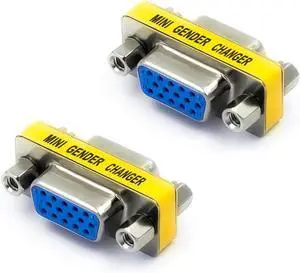 VGA Female to Female Adapter SVGA Coupler HD15 Mini Gender Changer VGA Cable Extender 2-Pack