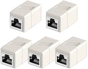 RJ45 Coupler 5-Pack Female to Female Ethernet Adapters Cat8/7/6/6a/5e/5 Ethernet Cable Extenders