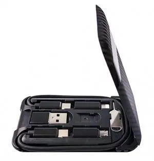 Cable-Card USB C to C Charging/Data Transfer Cable with 3 Connectors Adapter Type C to USB A/Micro USB/Light 8P Adapter Compatible with iOS/Micro USB and Type-C Devices