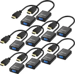 HDMI to VGA 10 Pack Uni-Directional Gold-Plated HDMI to VGA Adapter (Male to Female) for Computer Desktop Laptop PC Monitor Projector HDTV Chromebook Raspberry Pi Xbox and More