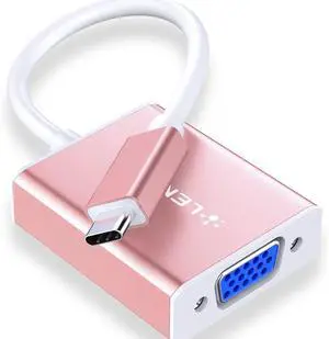 USB C to VGA Cable Adapter Type C to VGA Monitor Converter Compatible 2025-2016 MacBook Pro 13/15/16 New Mac/MacBook Air/Surface iPad Chromebook Galaxy  XPS Phone More(1080VGA Rose Gold)