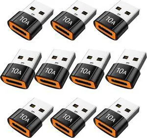 10Pack 200W USB C to USB Adapter with Fast Charging & 480MB Data Transfer USB C Converter for  Watch Ultra iWatch Series 8 7 iPhone 16 15 Plus Pro Max Black