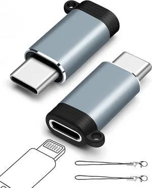 Lightning Female to USB-C Male Adapter (2-Pack) USB C Lightning Adapter Data Transfer for iPhone 16/15 Series MacBook Pro/Air iPad Not for Audio/OTG - Gray
